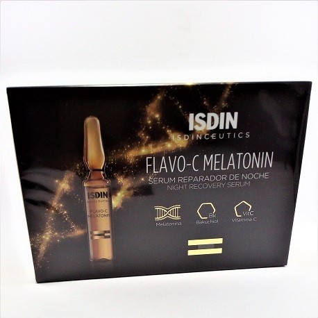ISDINCEUTICS FLAVO-C MELATONIN SERUM REPARADOR NOCHE 10 AMPOLLAS 2ML.
